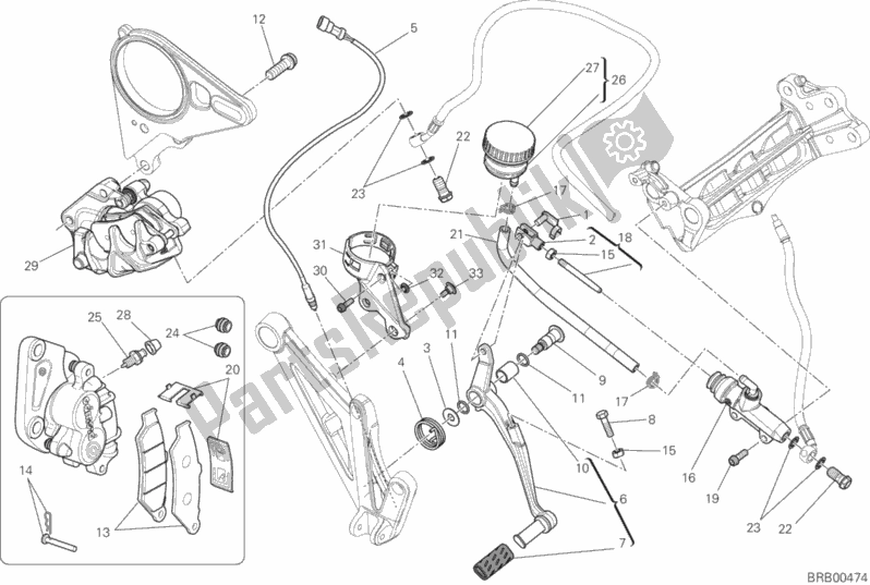 Todas las partes para Sistema De Freno Trasero de Ducati Diavel FL AUS 1200 2017